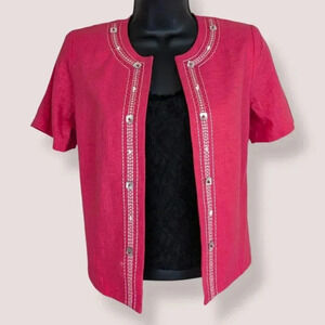 Vintage R&K Pink Linen Short Sleeve  Jacket